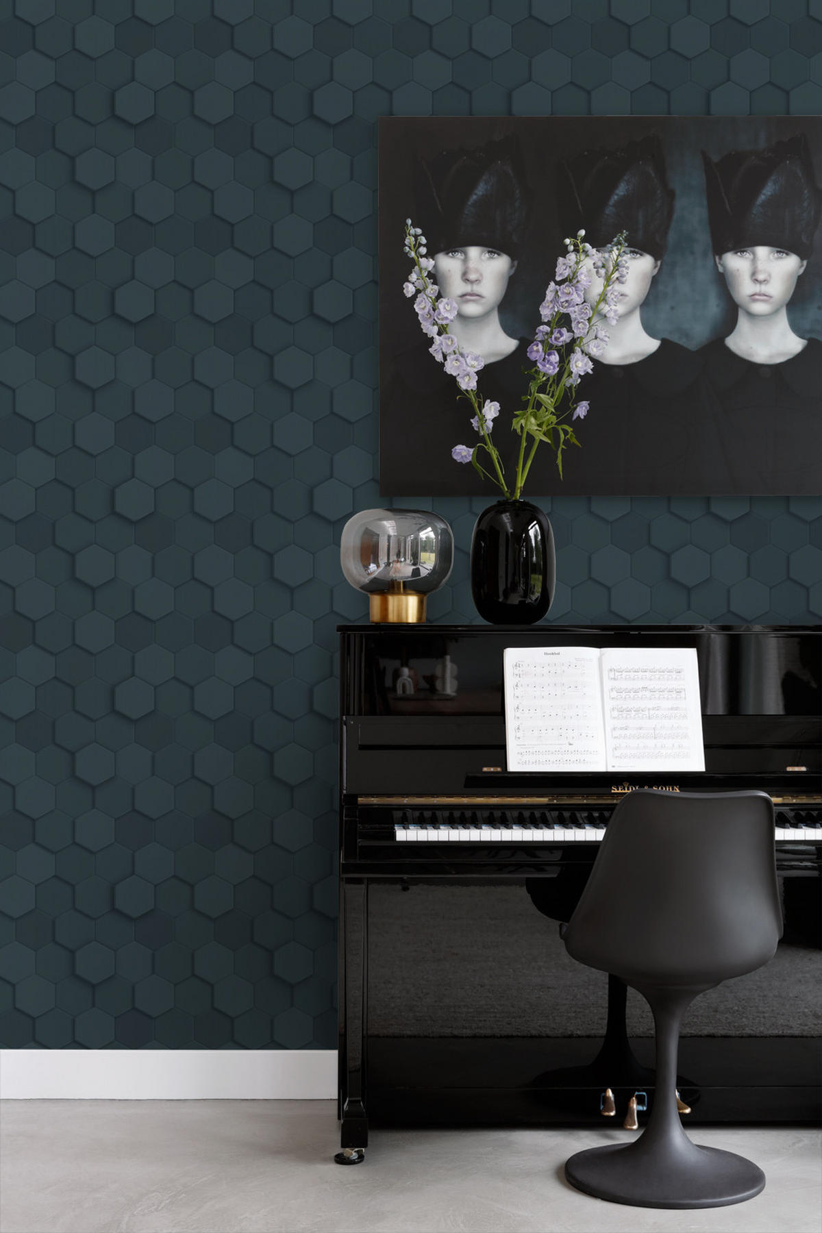 TAPETE 3D Wabenmuster 53 cm x 10.05 m - Blau, Papier (53/1000cm) - Origin Wallcoverings