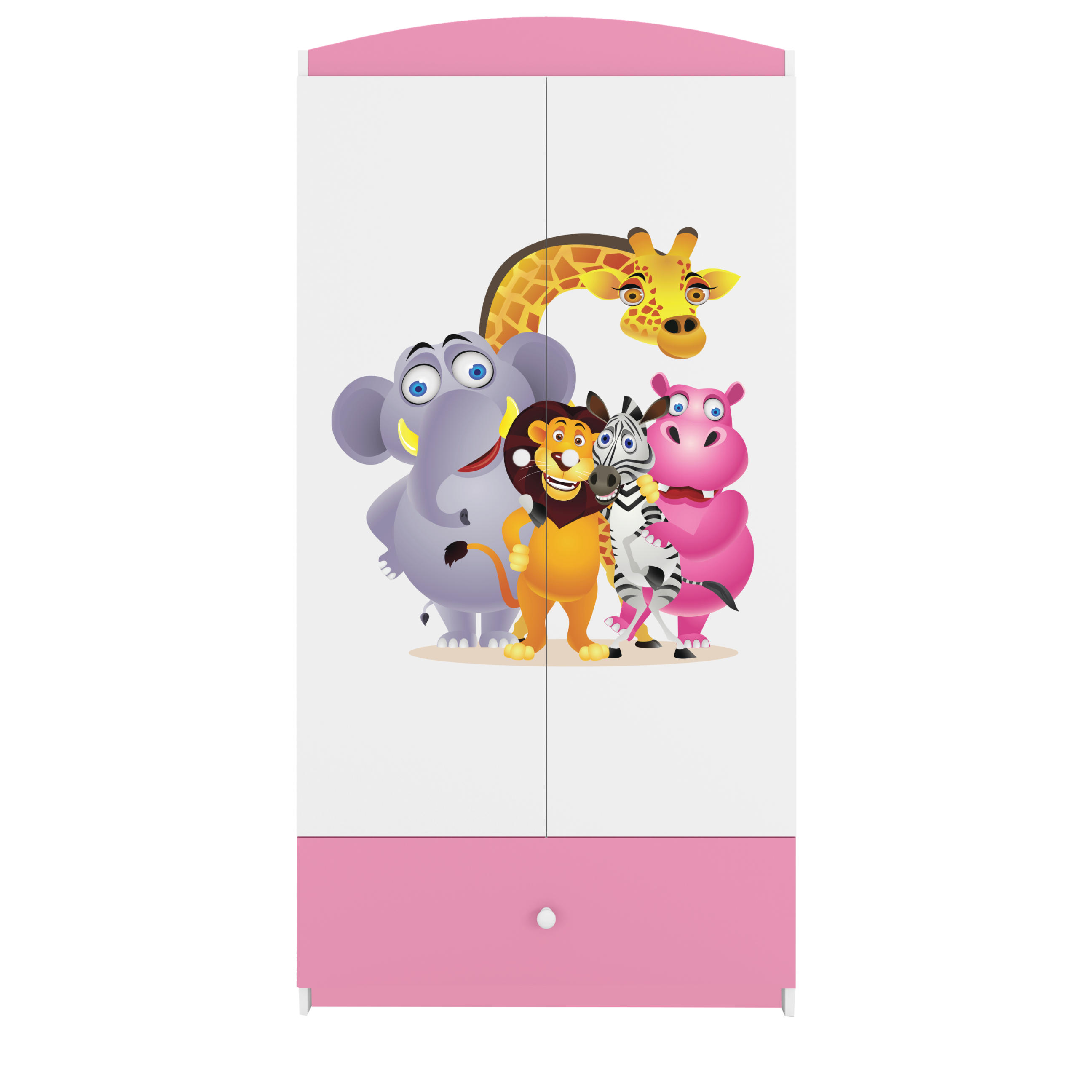 KINDERKLEIDERSCHRANK ZOO - Hellrosa, Holzwerkstoff (90/175/52cm) - RAUMHIRSCH FURNITURE