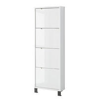 SCHUHKIPPER - Weiß Hochglanz/Grau, Holzwerkstoff (53/153/17cm) - home24