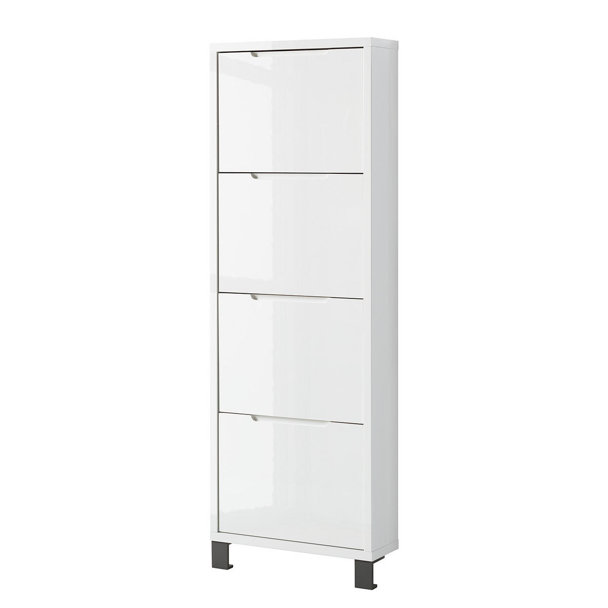 SCHUHKIPPER - Weiß Hochglanz/Grau, Holzwerkstoff (53/153/17cm) - home24
