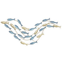 WANDDEKO Luxuriöse Wandbild mit Fischdesign Wanddekoration Metallbild Hellblau - Hellblau, Metall (3.8/50.2/99.7cm) - HOMCOM