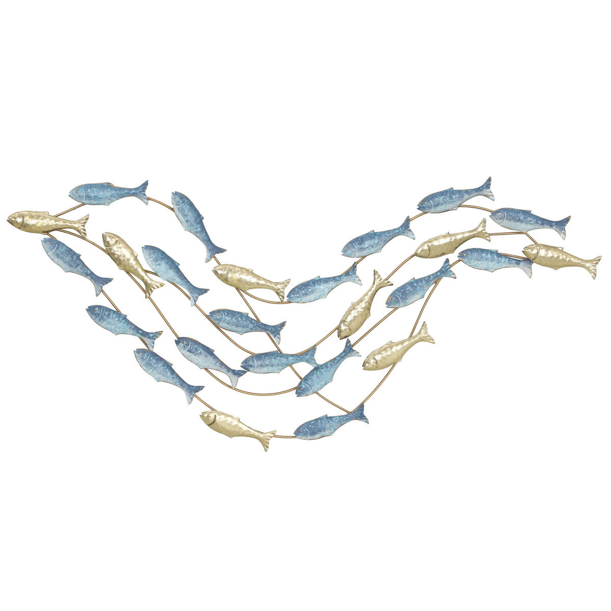 WANDDEKO Luxuriöse Wandbild mit Fischdesign Wanddekoration Metallbild Hellblau - Hellblau, Metall (3.8/50.2/99.7cm) - HOMCOM