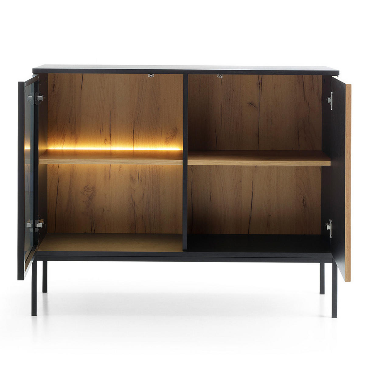 KOMMODE Sibari-160 - Schwarz, Holzwerkstoff (104/83/39cm) - Lomado