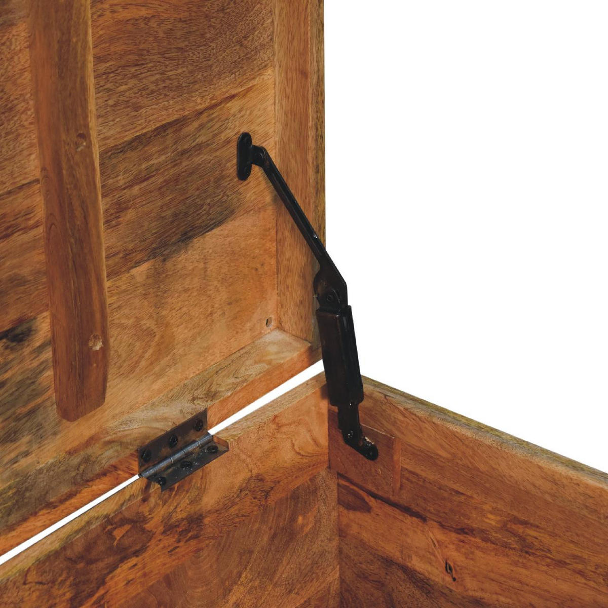 AUFBEWAHRUNGSTRUHE Büffelleder Oak-ish, Aufklappbare Aufbewahrungstruhe, Hellbraun - Hellbraun/Messingfarben, Mangoholz/Holz (90/45/45cm) - Artisan Furniture