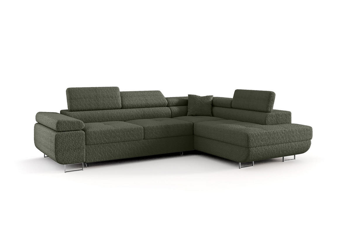 ECKSOFA EMILY mit Schlaffunktion Quelle 37 Rechts - Dunkelgrün, Textil (275/200cm) - Bedante