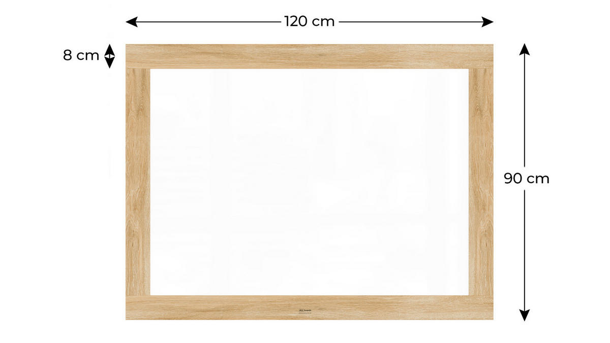 MAGNETISCHES Whiteboard, trocken abwischbar PREMIUM 120×90 cm, massiver Rahmen im Eichendesign - Weiß, Metall (120/90/2cm)