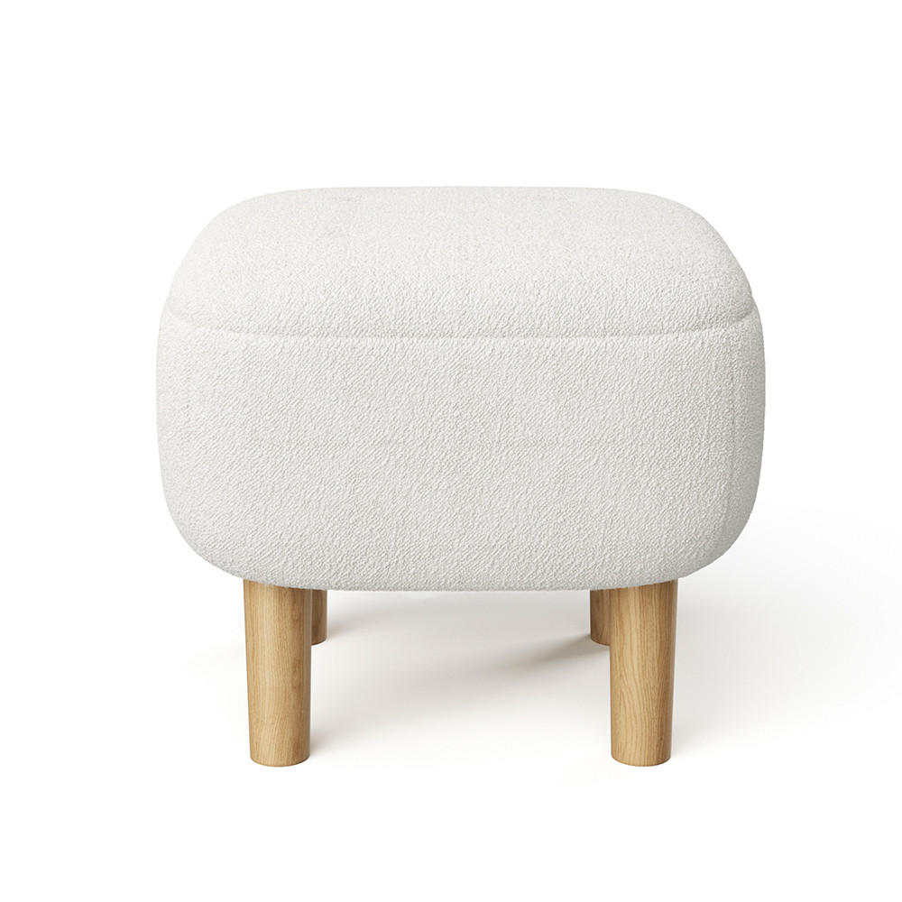 POLSTERHOCKER 45/45/36 cm Gummibaumholzbeine Leinen Beige - Beige/Naturfarben, Holz/Textil (45/36/45cm) - Livingandhome