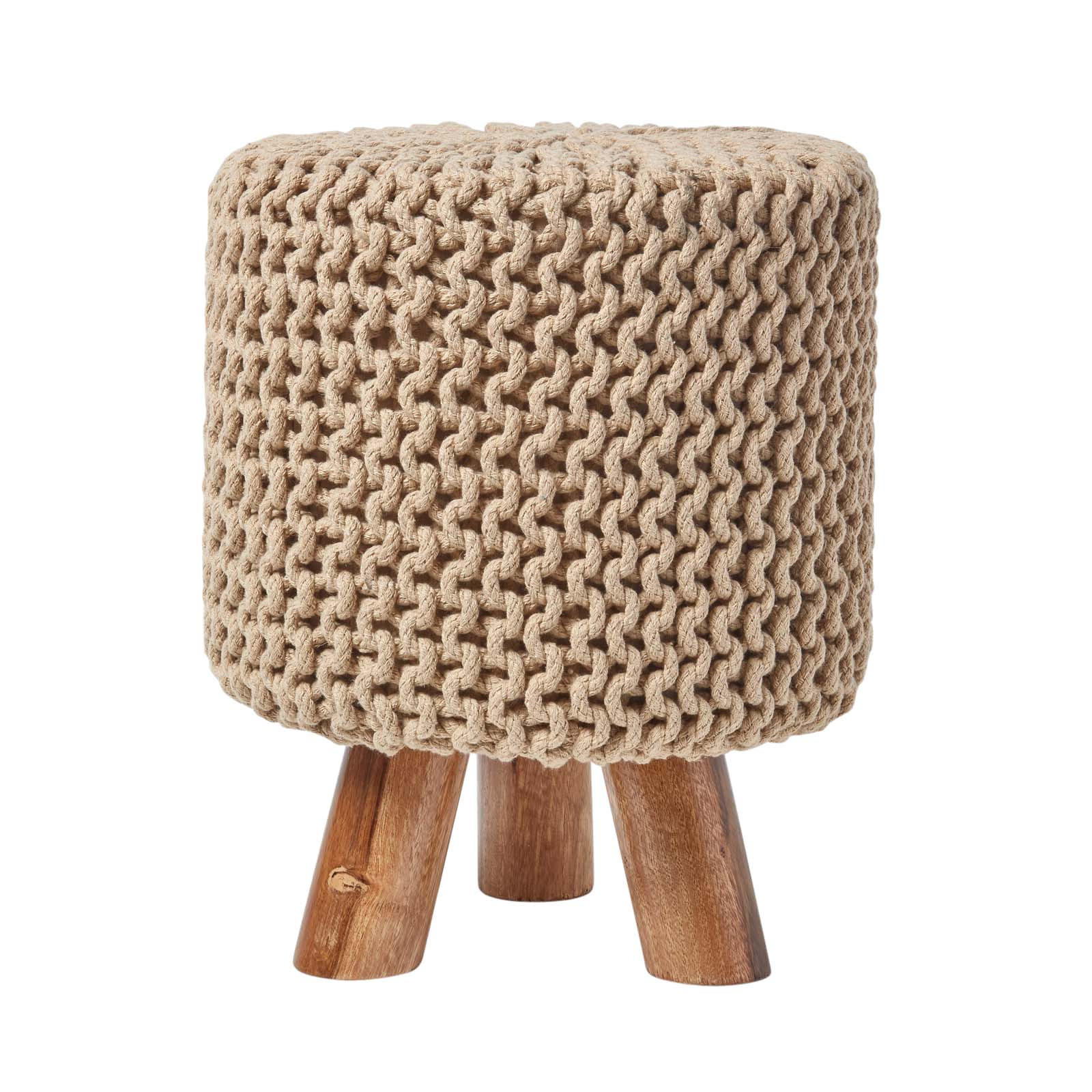 Homescapes Strick-Hocker Beige 32x42x32 cm