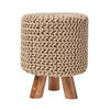 STRICK-HOCKER beige, Dreibein 32/32/42 cm - Beige, Textil (32/42/32cm) - Homescapes