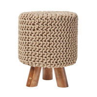 STRICK-HOCKER beige, Dreibein 32/32/42 cm - Beige, Textil (32/42/32cm) - Homescapes