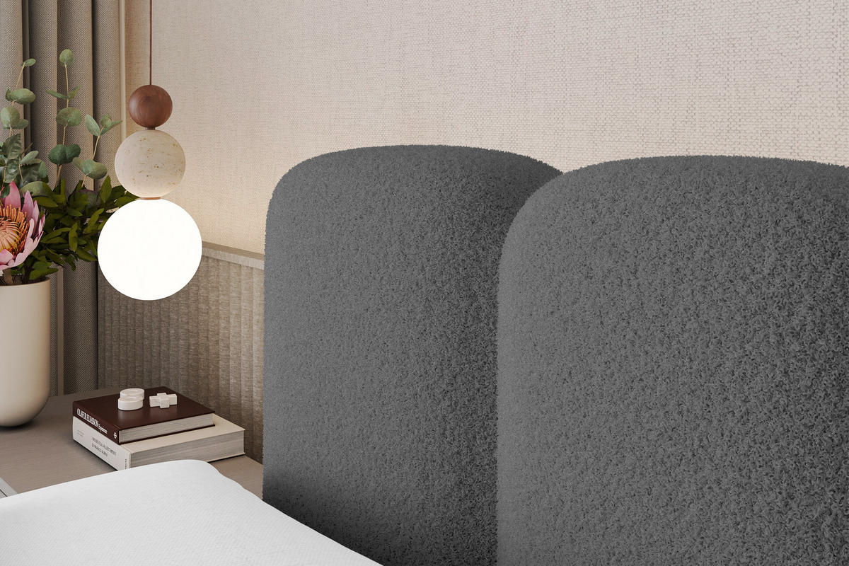 BOXBETT mit Matratze H3 - NINA-Z - 160x200 cm Grau - Titanfarben, Holzwerkstoff (160/200cm) - ALTDECOR