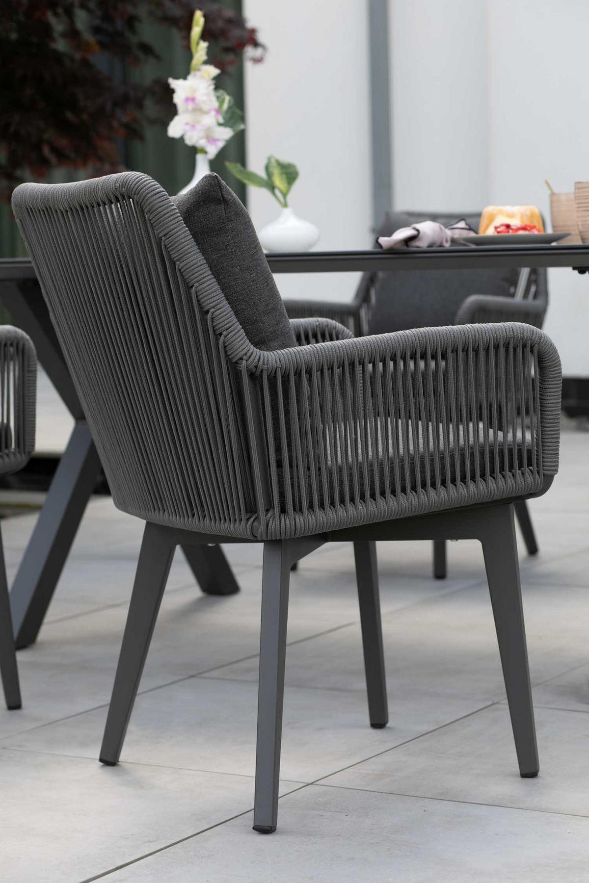 DININGSESSEL Marbella Rope mit Kissen uni grey - Grau, Metall (63/78/58cm) - Mr. Deko