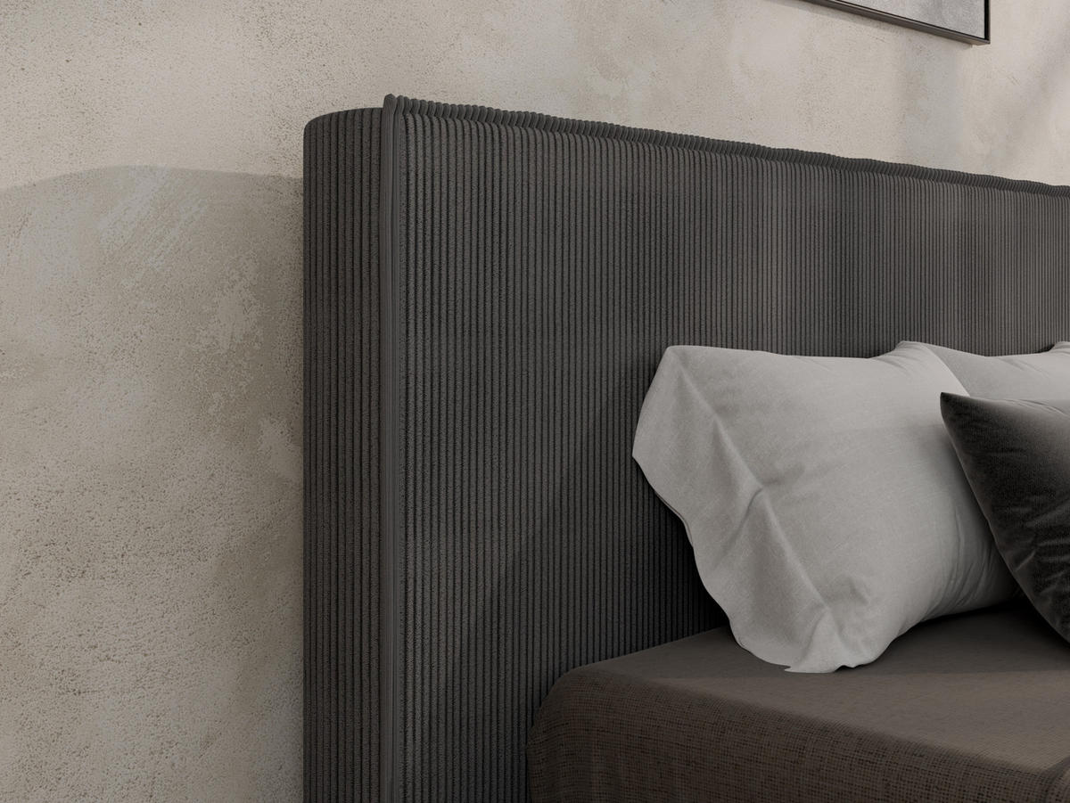 POLSTERBETT SANA 140x200cm Elegantes Polsterbett für modernen Wohnstil , 7-Zonen-Taschenfederkernmatratze mit kokos ARLAN (21 cm), dunkelgrau - Dunkelgrau, Holz (140/200cm) - Panda Möbel