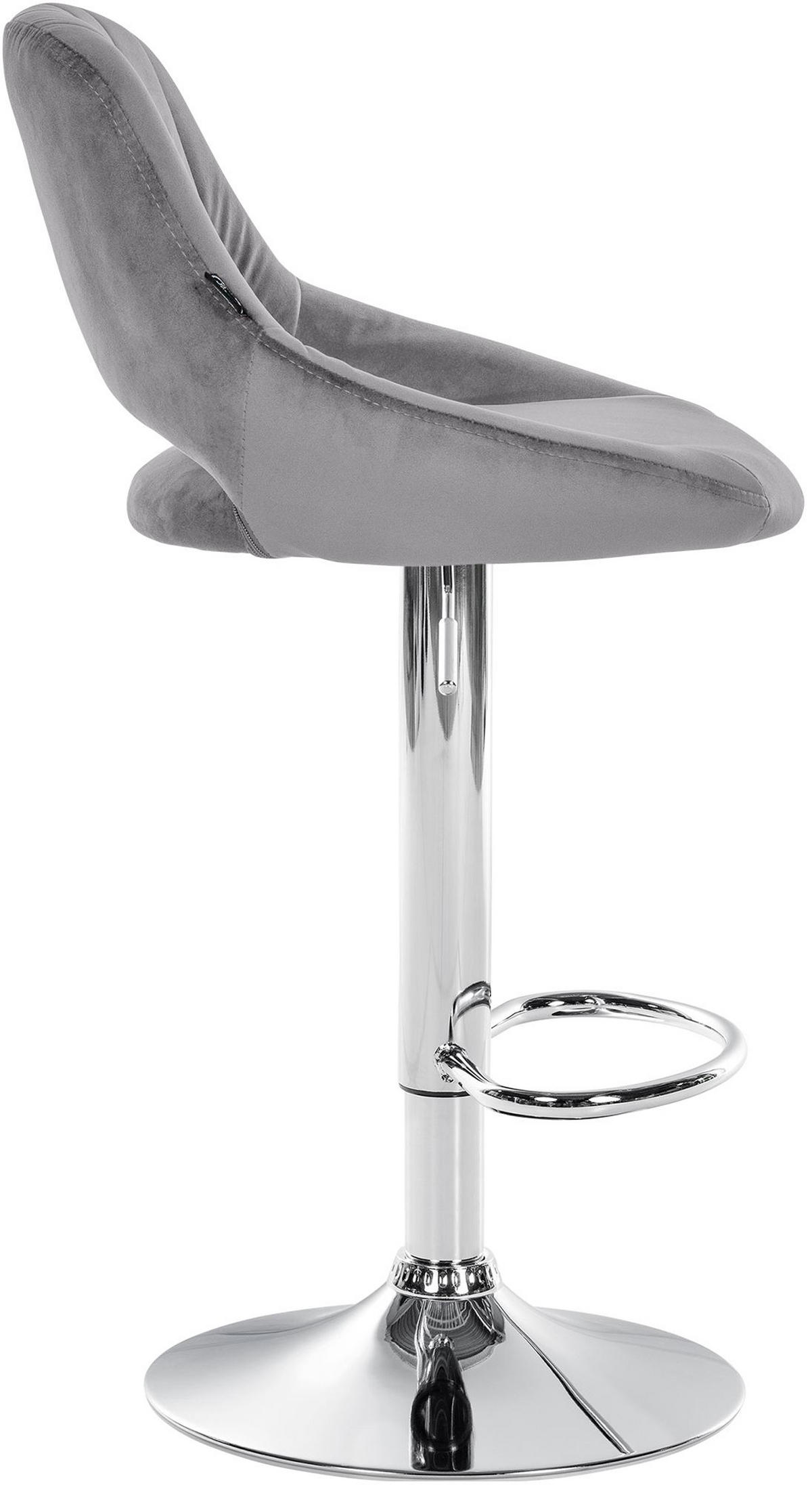 BARHOCKER 2er Set Milos Samt C dunkelgrau - Chromfarben/Grau, Textil/Metall (47/106/48cm) - TPFLiving