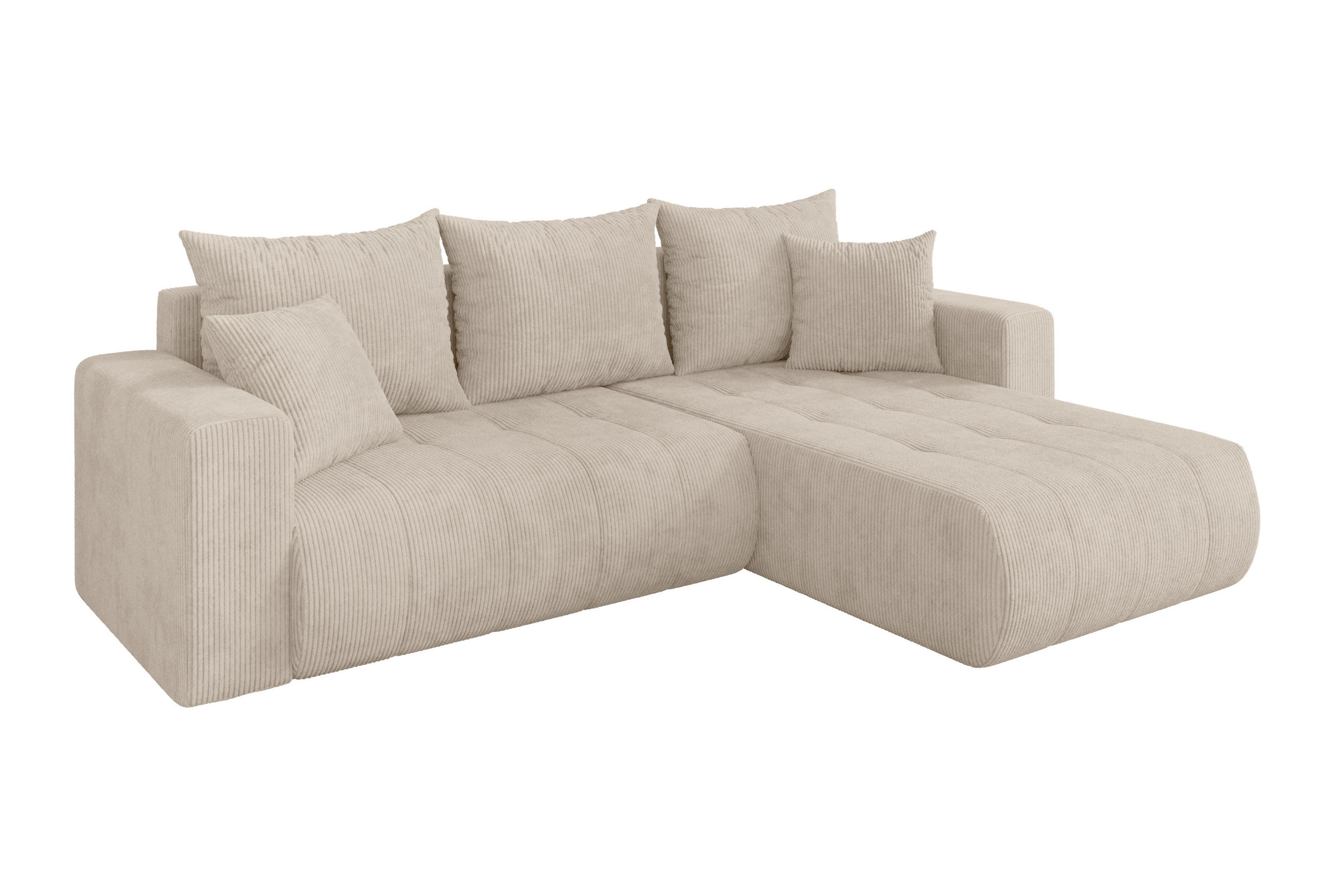 ALTDECOR ROHOVÁ SEDAČKA s funkcí spaní, otoman vpravo MILA-L 277x194x86 béžová manšestr