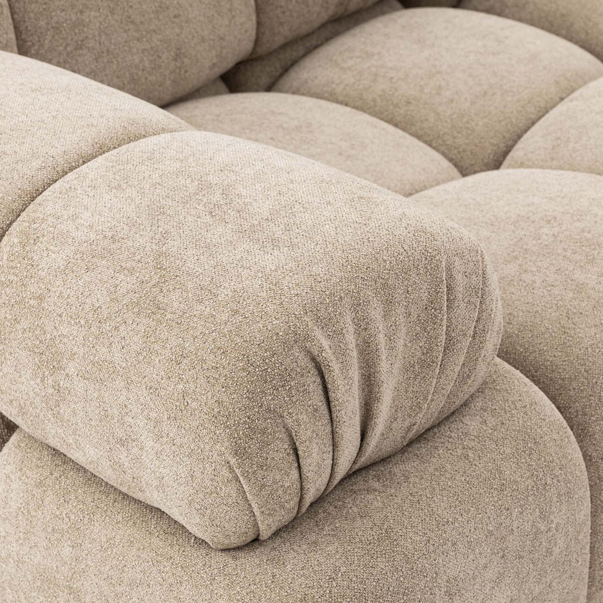 MODULARES Ecksofa MOMENTUM L, Rechts, Breite 282 cm, strukturierter Stoff, Beige - Chromfarben/Beige, Holz/Textil (155/282cm) - Muffo