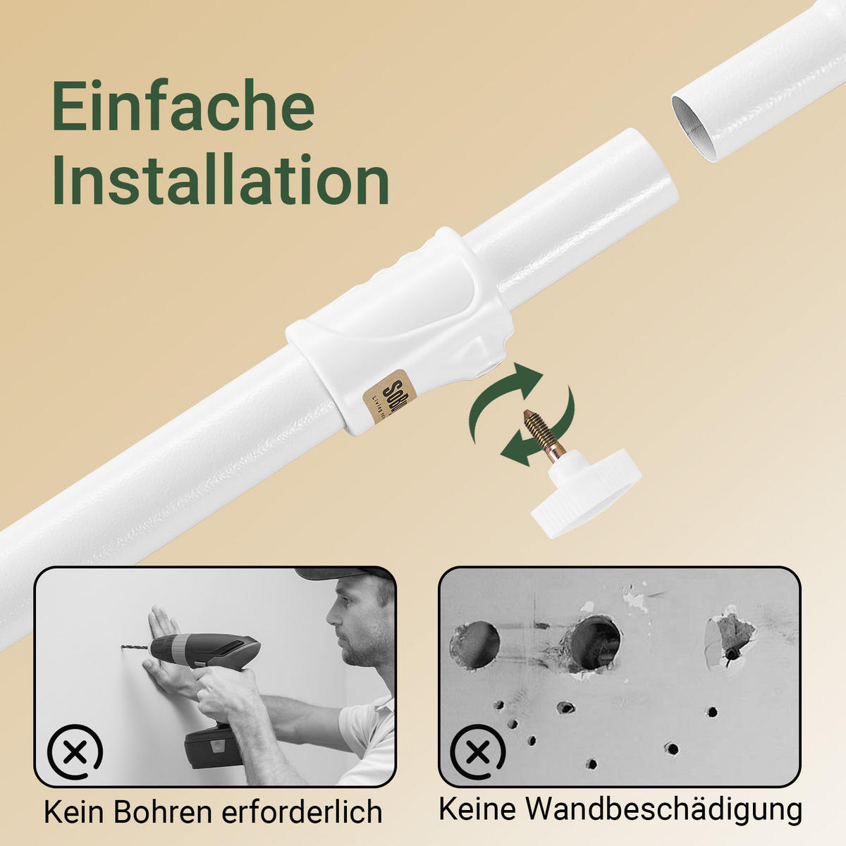 TELESKOP GARDEROBEN SYSTEM Weiß - Weiß, Kunststoff (113/285/1cm) - SoBuy