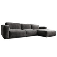 ECKSOFA mit Longchair - Schwarz/Grau, Kunststoff/Textil (345/170cm) - home24