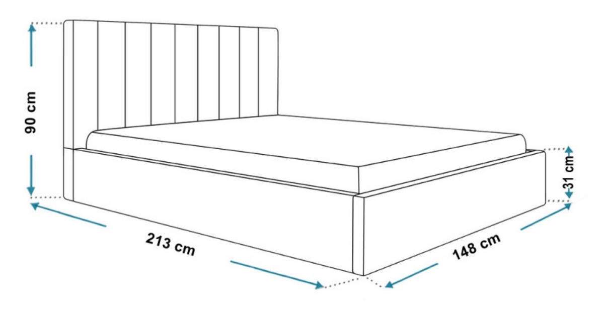 BETT Grau SIM 9 Gepolstert 140x200 cm - Schwarz/Grau, Kunststoff/Textil (140/200cm) - Sepro Meble