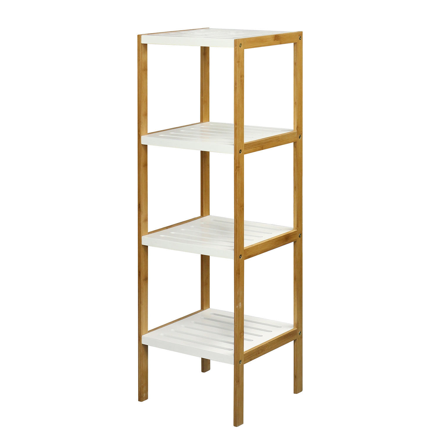REGAL - Teilmassivholz - Weiß / Bambus - Weiß, Holz/Holzwerkstoff (34/110/33cm) - home24