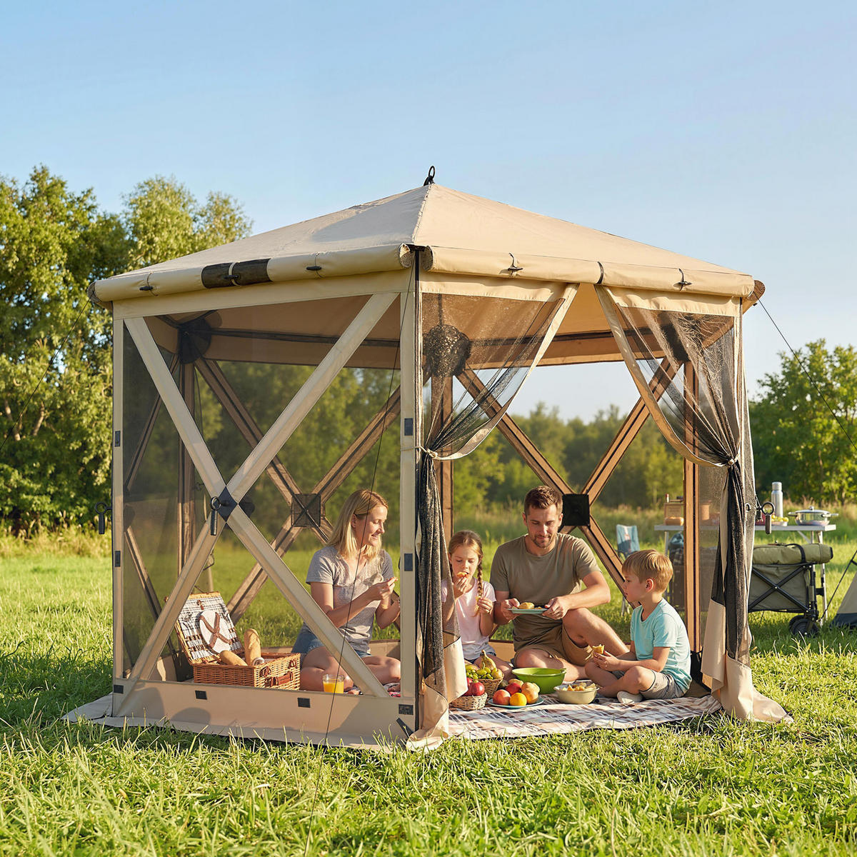 FALTPAVILLON Oxford-Stoff Khaki - Braun, Textil (260/221/300cm) - Outsunny
