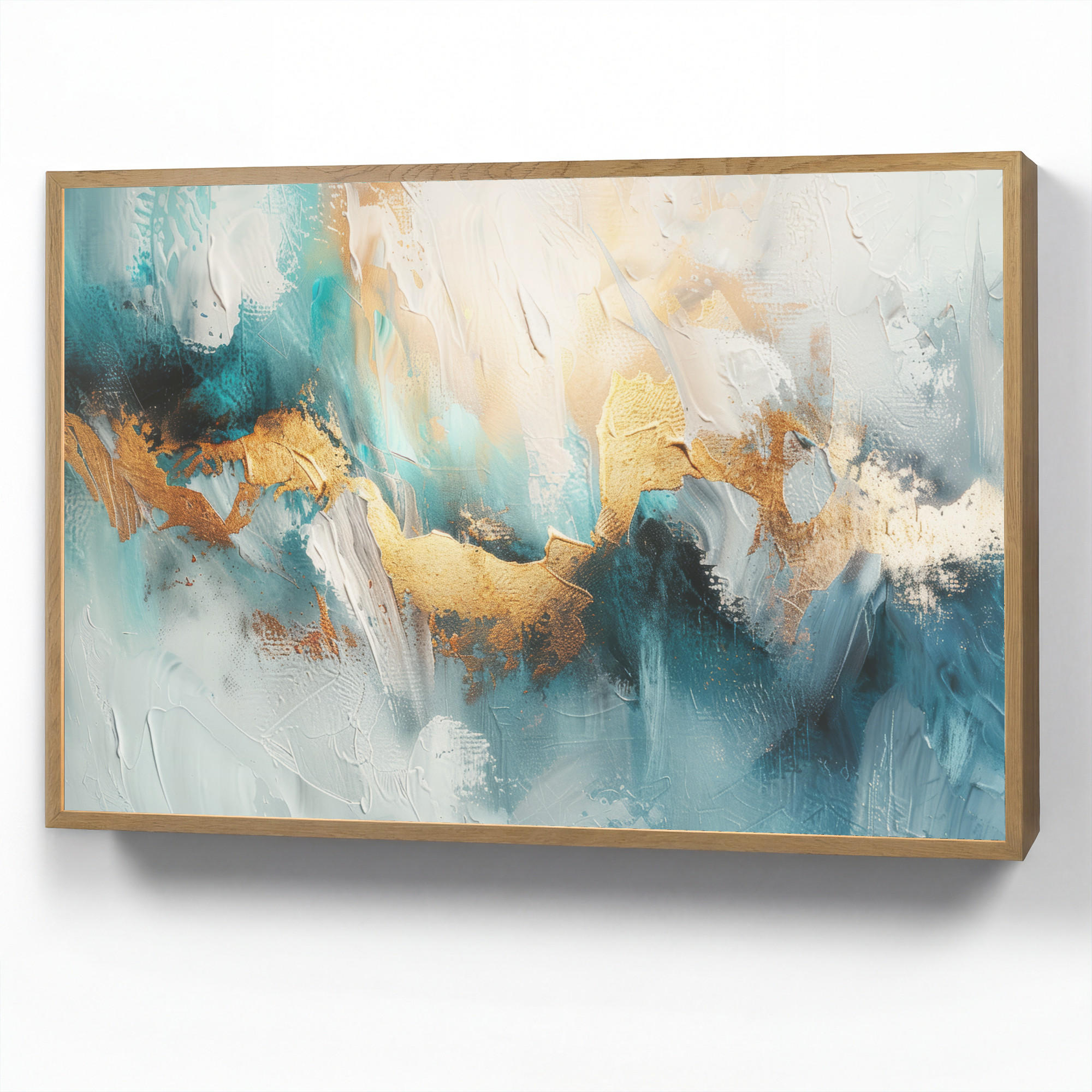 OnlyWow NÁSTĚNNÁ LAMPA S AKUMULÁTOREM Abstraktní - umění - zlatá - modrá 100x70 cm