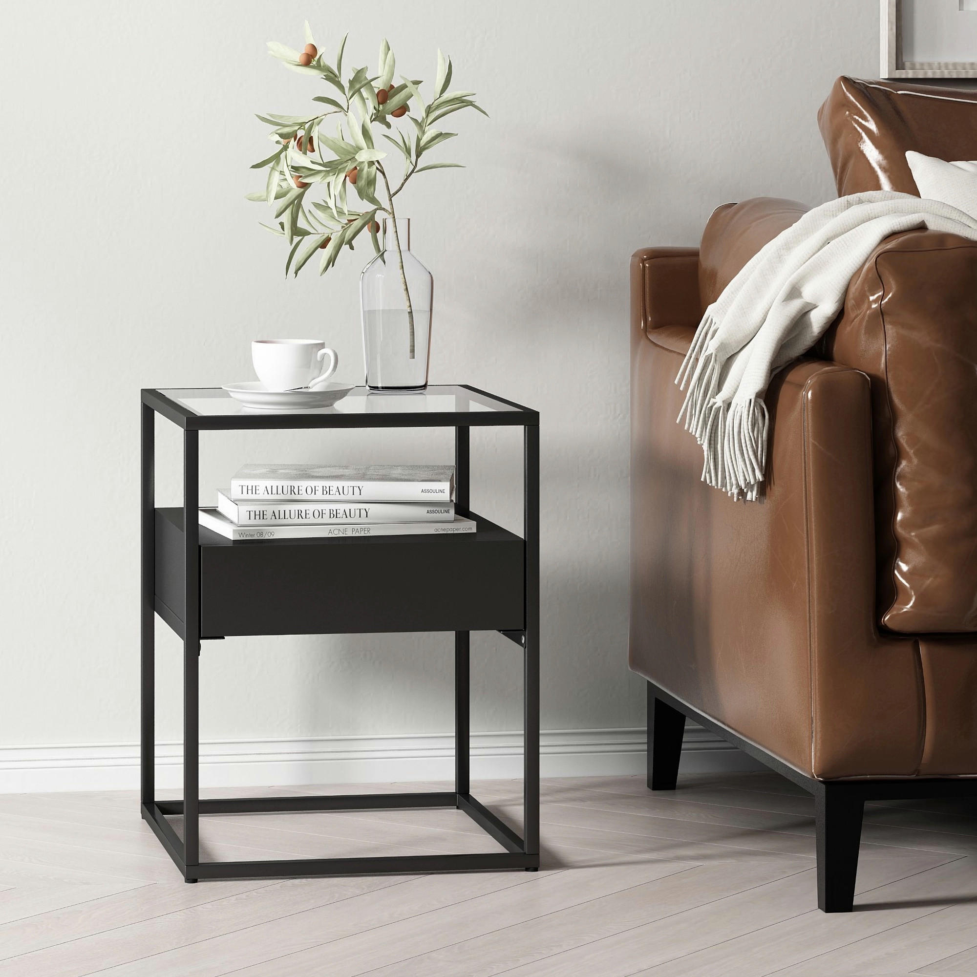 BEISTELLTISCH Vissenbjerg - Schwarz, Metall (40/40/51cm) - [en.casa]