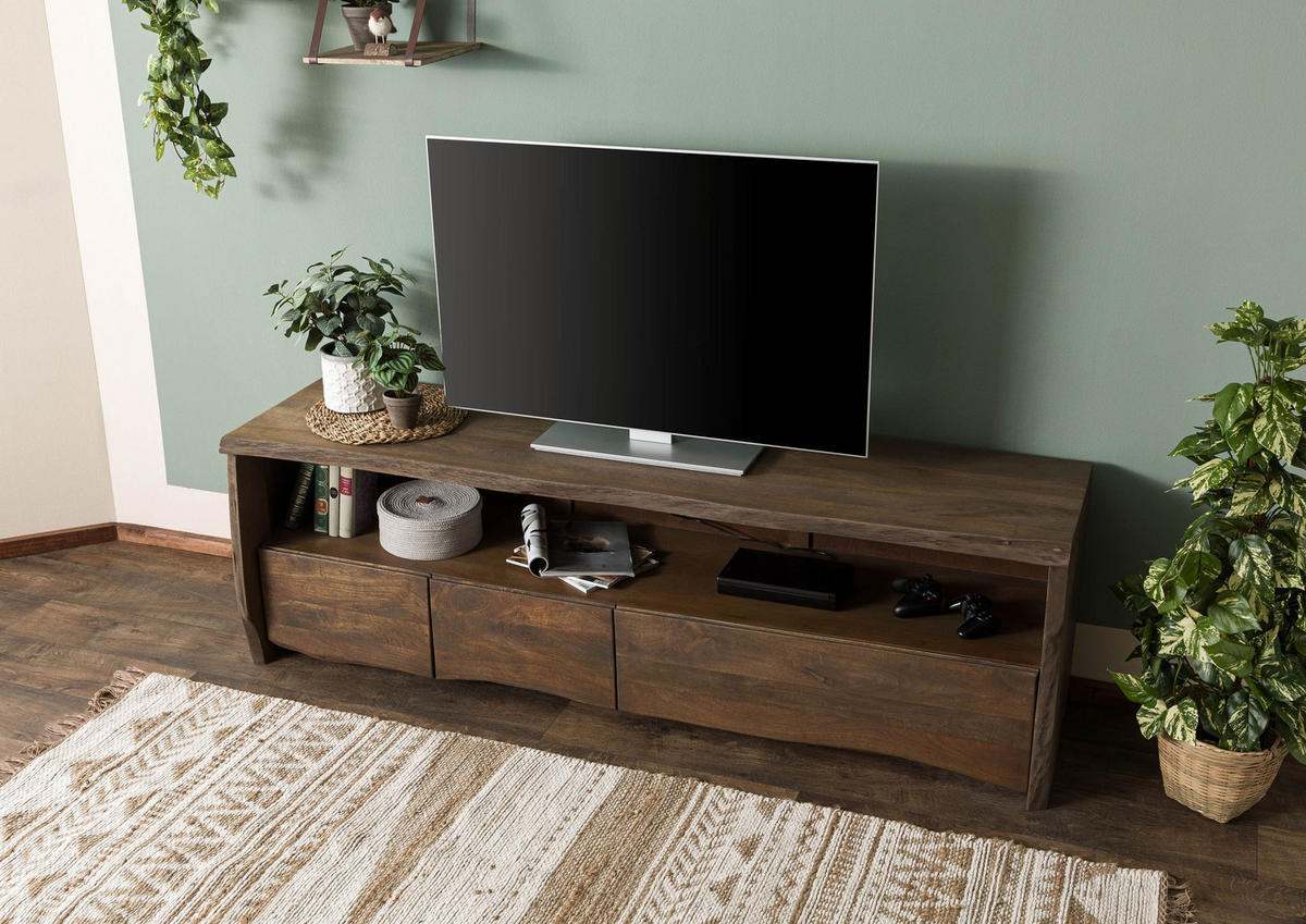 TV-BOARD Mango 190x50x60 braun geölt PURE MANGO #220 - Braun, Holz (190/60/50cm) - Massivmoebel24