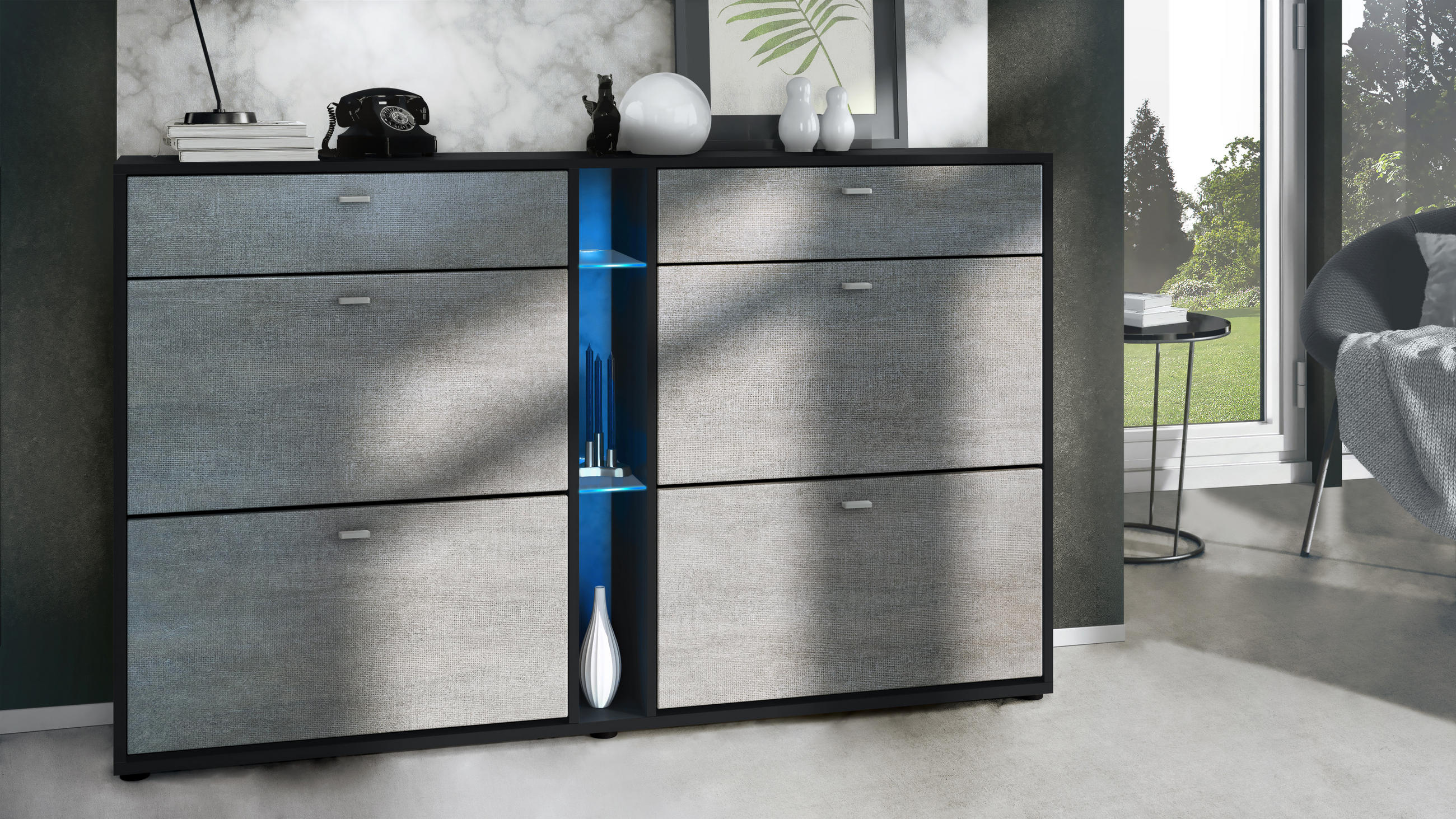 SCHUHSCHRANK Today Fronten in Braun meliert - Graubraun, Holzwerkstoff (155.5/95/28cm) - Vladon