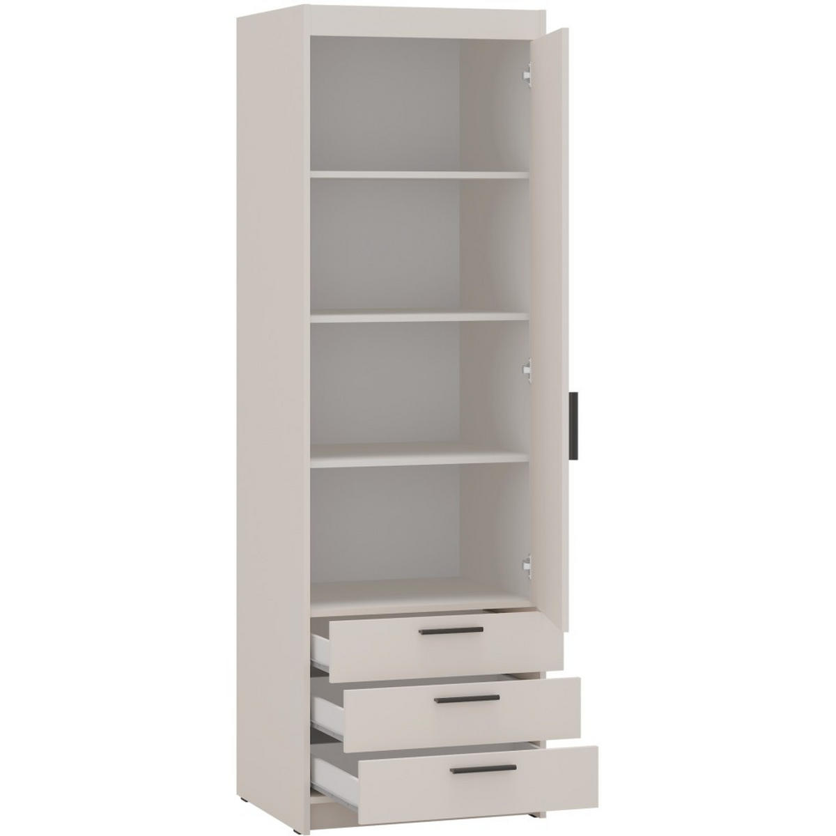 DREHTÜRENSCHRANK Elena mit 1 Tür und 3 Schubladen, Sandbeige - Sandfarben, Holzwerkstoff (60/190/53cm) - Beautysofa