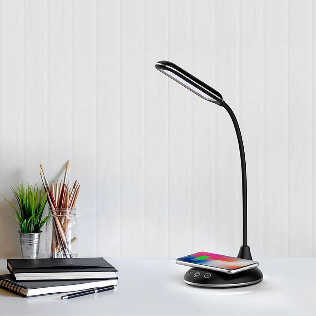 LED TISCHLEUCHTE Kunststoff Schwarz - Schwarz, Metall (14.3/12.7/31cm)