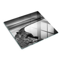 GLASPLATTE 60x52 cm Felsiger Strand - Schwarz, Glas (60/0.4/52cm) - TULUP