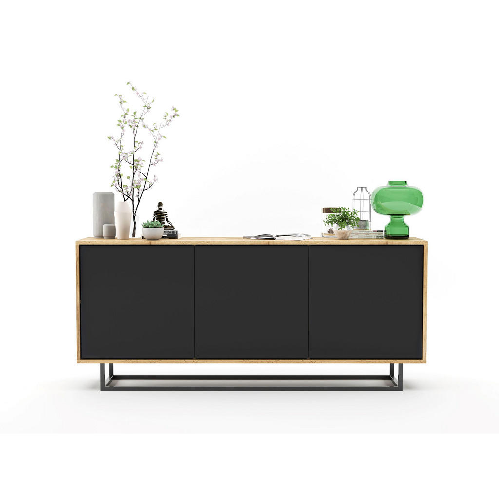 Thumbnail - Meble Lindner Kommode, Schwarz, Holzwerkstoff, 6 Fächer, Rechteckig, 168x72x35 cm, Wohnzimmer, Kommoden & Sideboards, Si...