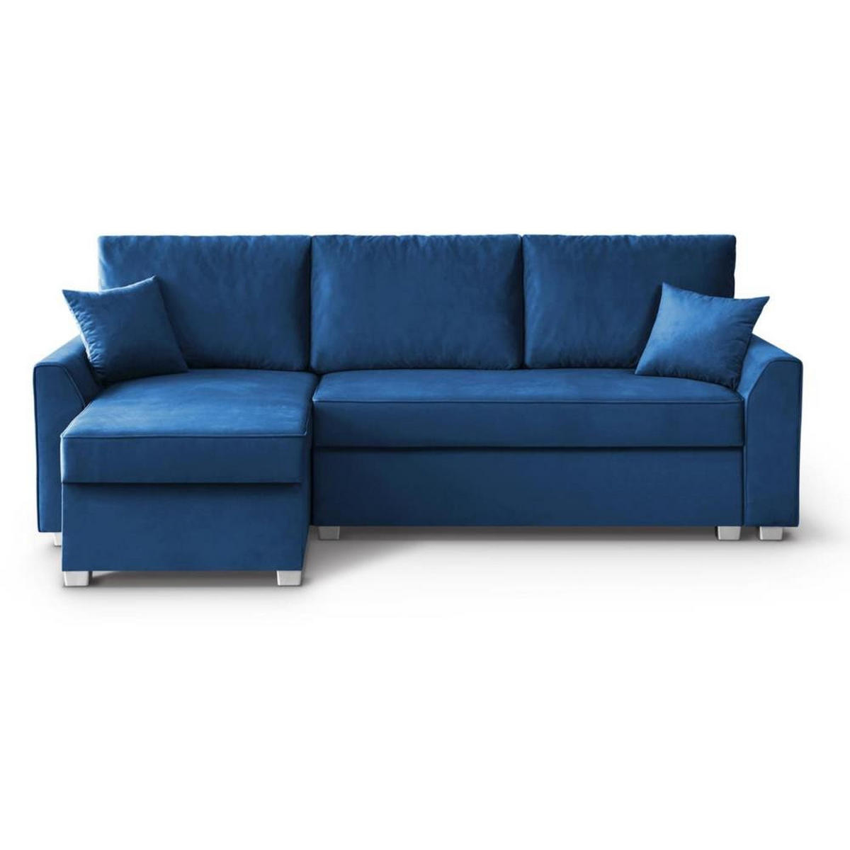 ECKSCHLAFSOFA Teramo dunkelblau - Schwarz/Dunkelblau, Kunststoff/Textil (235/150cm) - Beautysofa