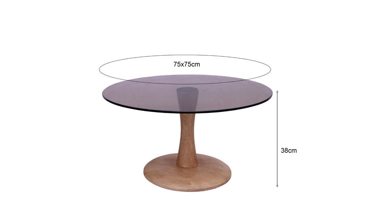 BEISTELLTISCH rund aus Glas 75x75x30cm, braun - Braun, Glas (75/75/45cm) - Livingfurn