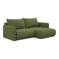 ECKSOFA Rechts mit Schlaffunktion Chenille Stoff Grün - Dunkelgrün/Schwarz, Kunststoff/Textil (207/148cm) - LaMiaSofa