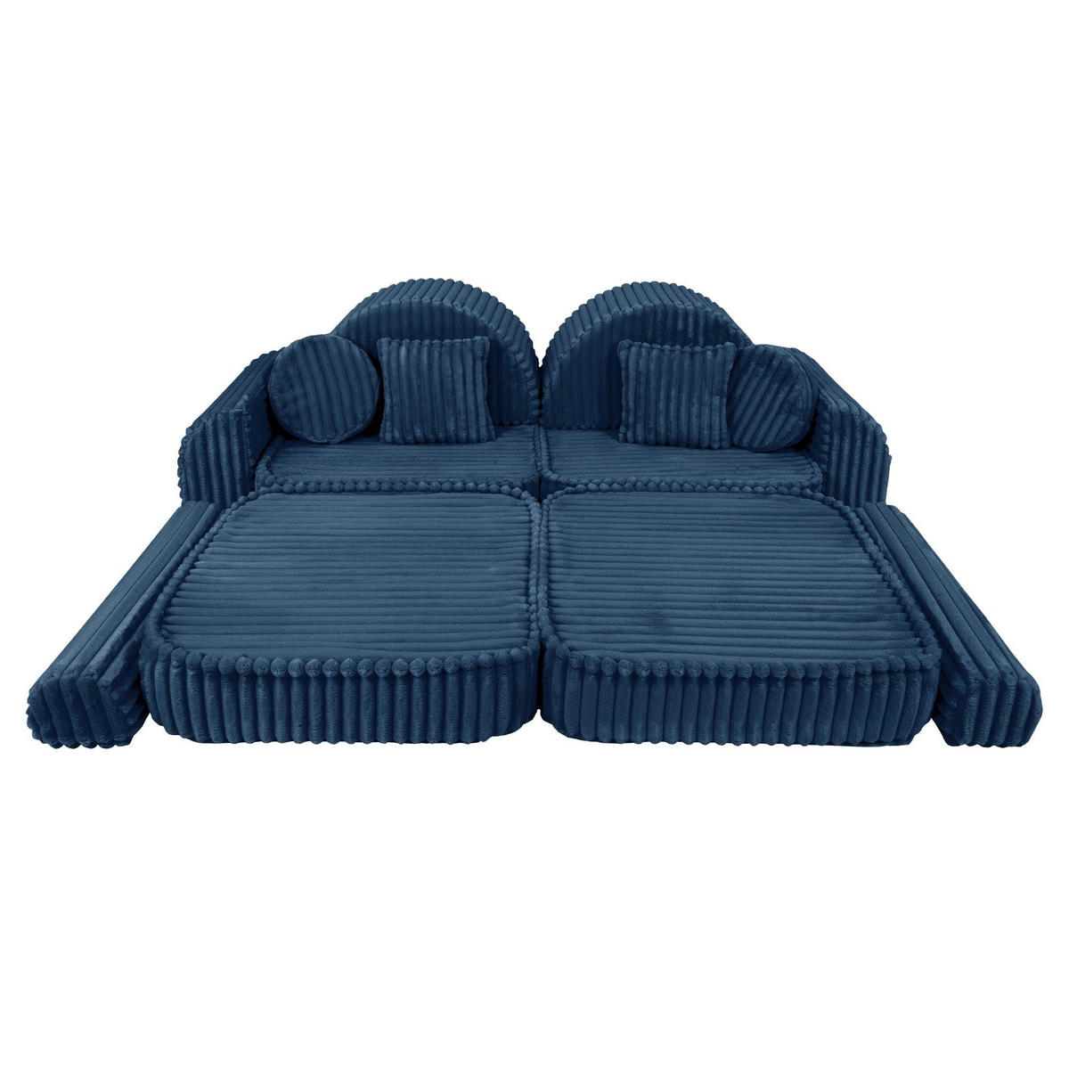 KINDERSOFA Pocket Max modular 12-tlg. aus Plüschcord in Mitternachtsblau - Beere, Textil (120/25/60cm) - MeowBaby