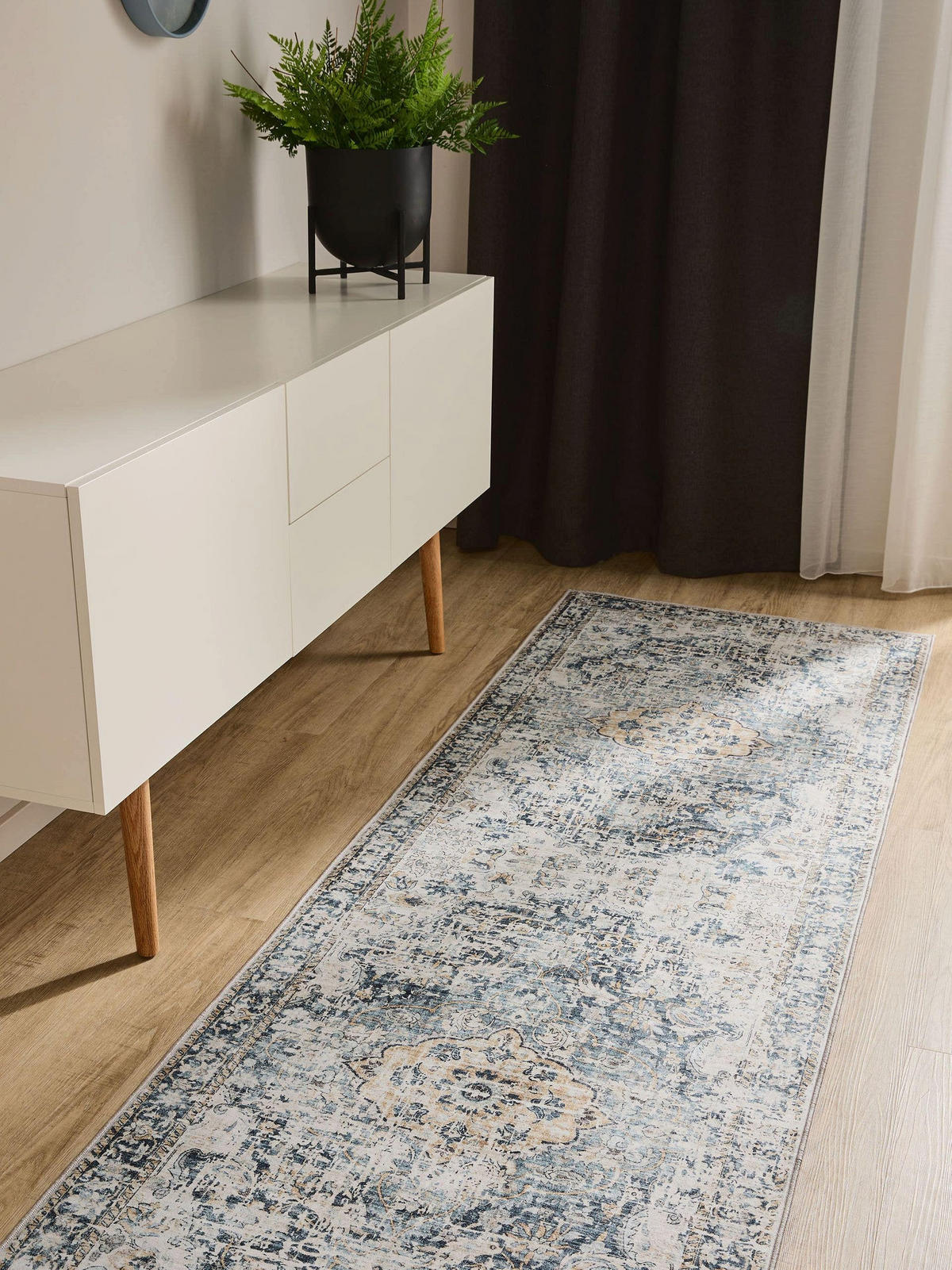 VINTAGE-LÄUFER George waschbar 80x240 cm - Blau, Kunststoff (80/240cm) - benuta