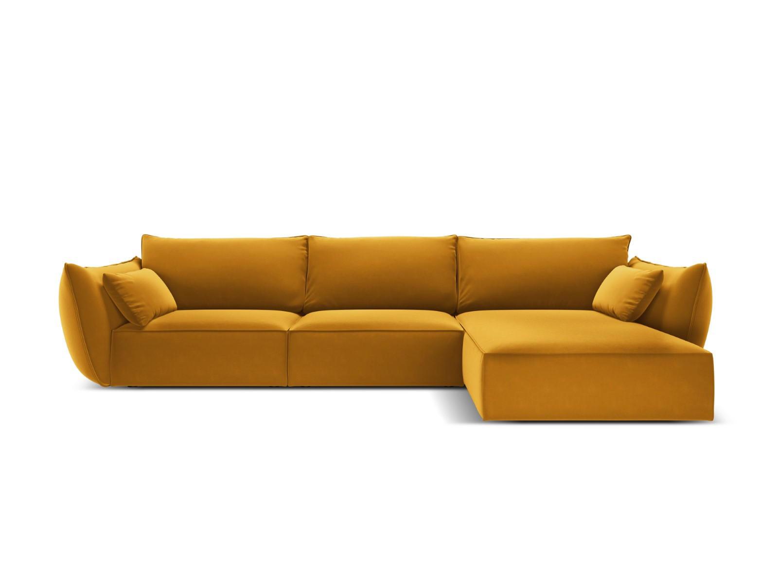 ECKSOFA rechts Kaelle aus Samt gelb 4 Sitzplätze - Gelb, Textil (171/308cm) - Micadoni
