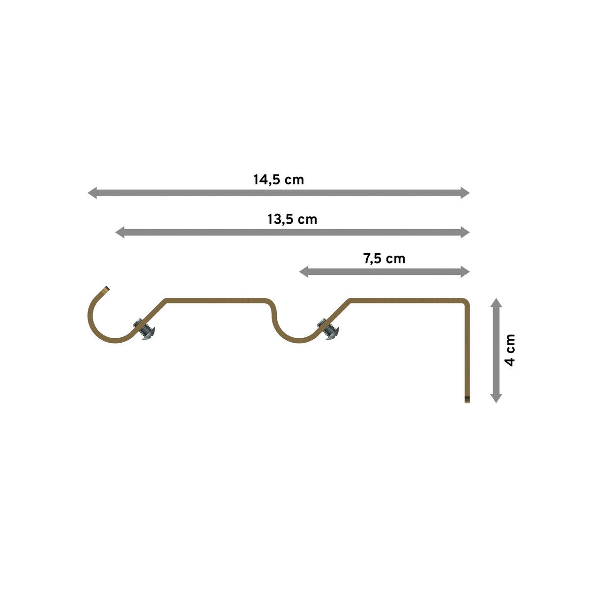 TRÄGER FÜR GARDINENSTANGEN 16 mm Ø, Olymp 2-läufig, Messing Antik - Bronzefarben, Metall (14.4/4.4/1.6cm) - INTERDECO