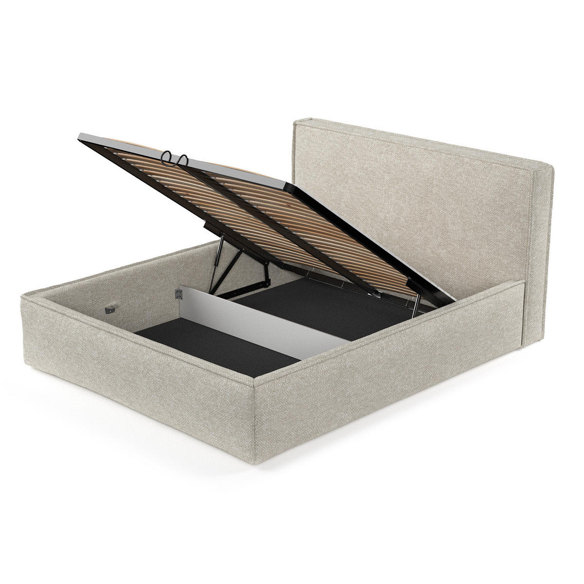 POLSTERBETT Lounge Beige Grau 140/200 cm im Chenille-Stoff - Beige/Schwarz, Holz/Holzwerkstoff (140/200cm) - Maison de Reve