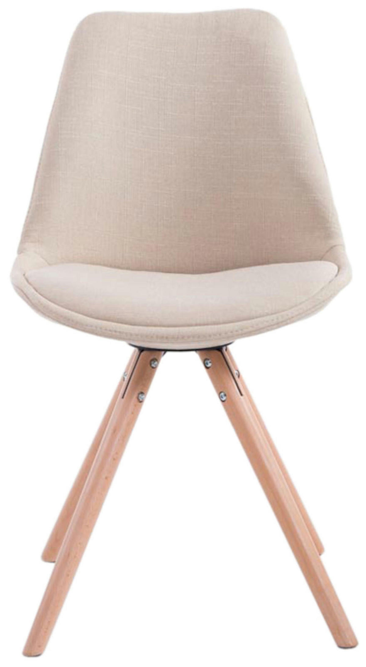 STUHL 4er Set Stoff creme - Eukalyptusholzfarben/Creme, Holz/Textil (48/84/56cm) - CLP