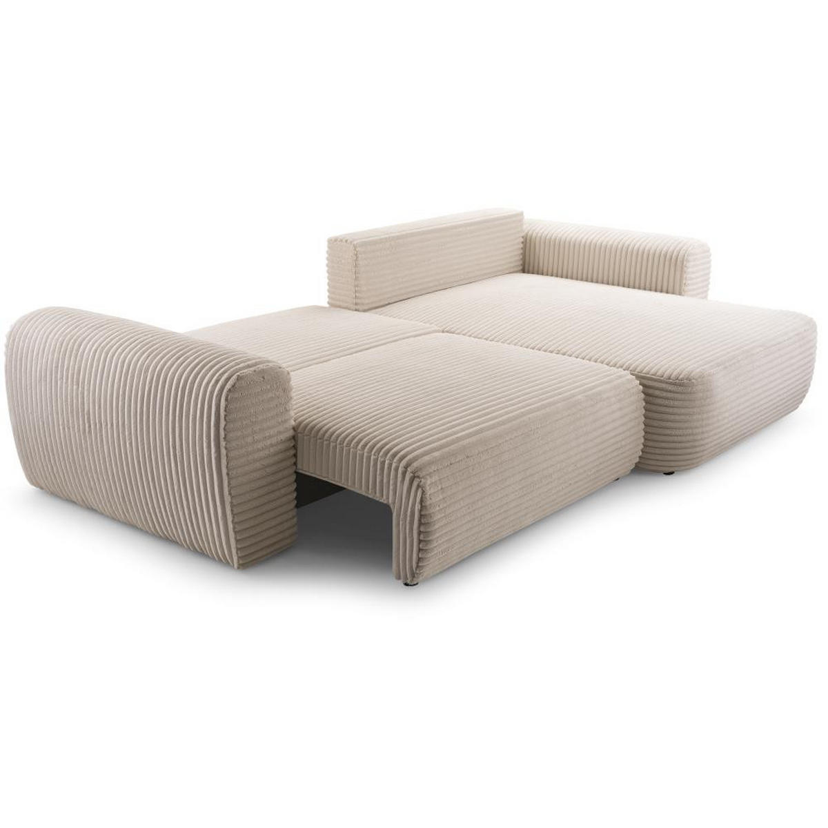 ECKSCHLAFSOFA Harmonia Beige rechts - Beige/Schwarz, Textil (297/169cm) - Beautysofa