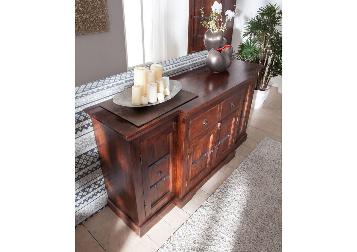 SIDEBOARD Akazie 160x45x85 nougat lackiert OXFORD #902 - Dunkelbraun, Holz (160/85/45cm) - Massivmoebel24