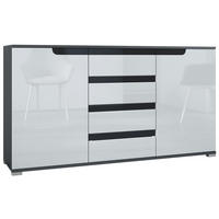SIDEBOARD Sylt Weiß Hochglanz / Schwarz Hochglanz - Weiß Hochglanz, Holzwerkstoff (138.5/75.5/35cm) - Vladon