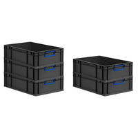 EUROBOX 5x NextGen Color 17x40x60 cm 34 Liter Griffe blau zu, Schwarz - Blau/Schwarz, Kunststoff (40/17/60cm) - PROREGAL