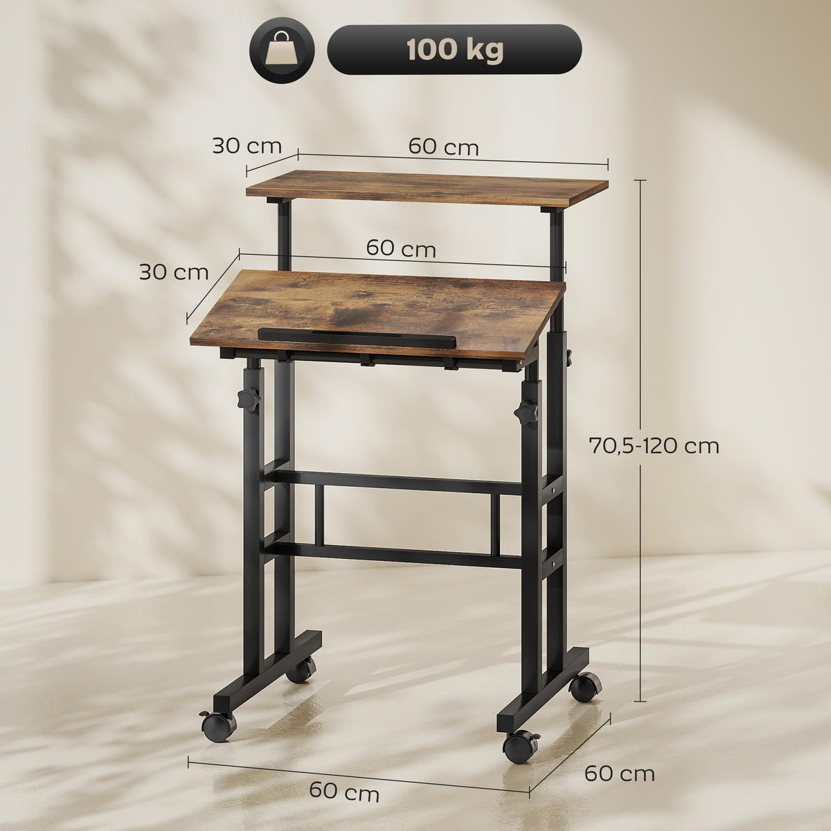 SCHREIBTISCH Rostfarben 60.0/60.0/120.0 cm - Rostfarben, Holzwerkstoff (60/60/120cm)