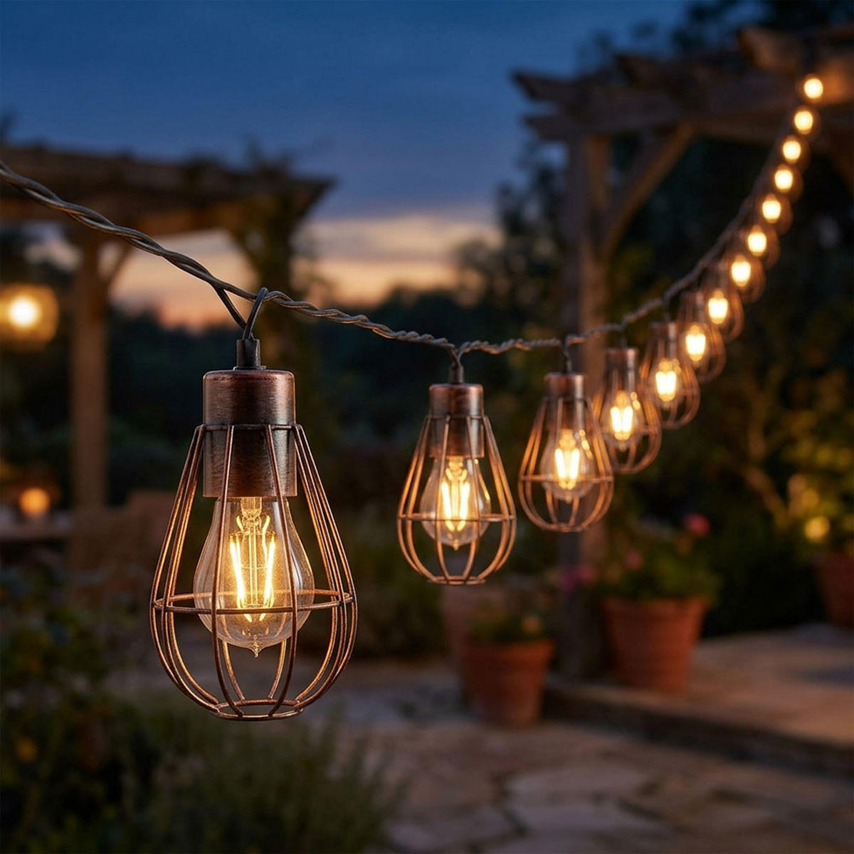 LED AUSSENLEUCHTE Solar Lichterkette Braun Rostoptik - Braun, Metall (200/6/6cm) - Nowa