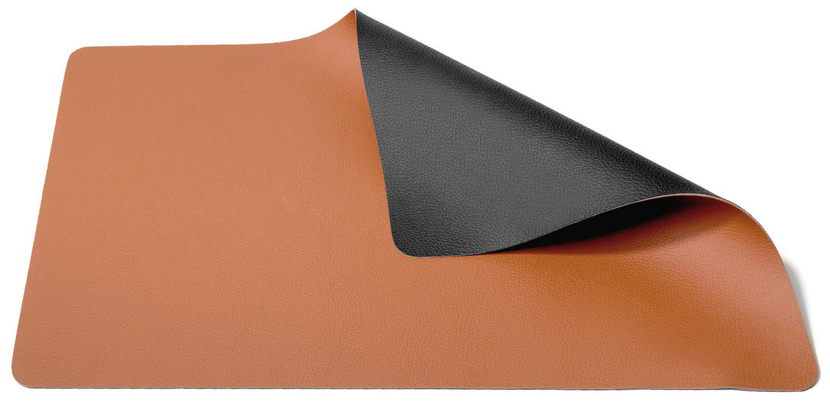 TISCHSET s - Doppelseitig - Veganes Leder - Cognac / Schwarz 46 x 33 cm - 6 Stück - Braun, Kunststoff (33/46cm) - Cookinglife
