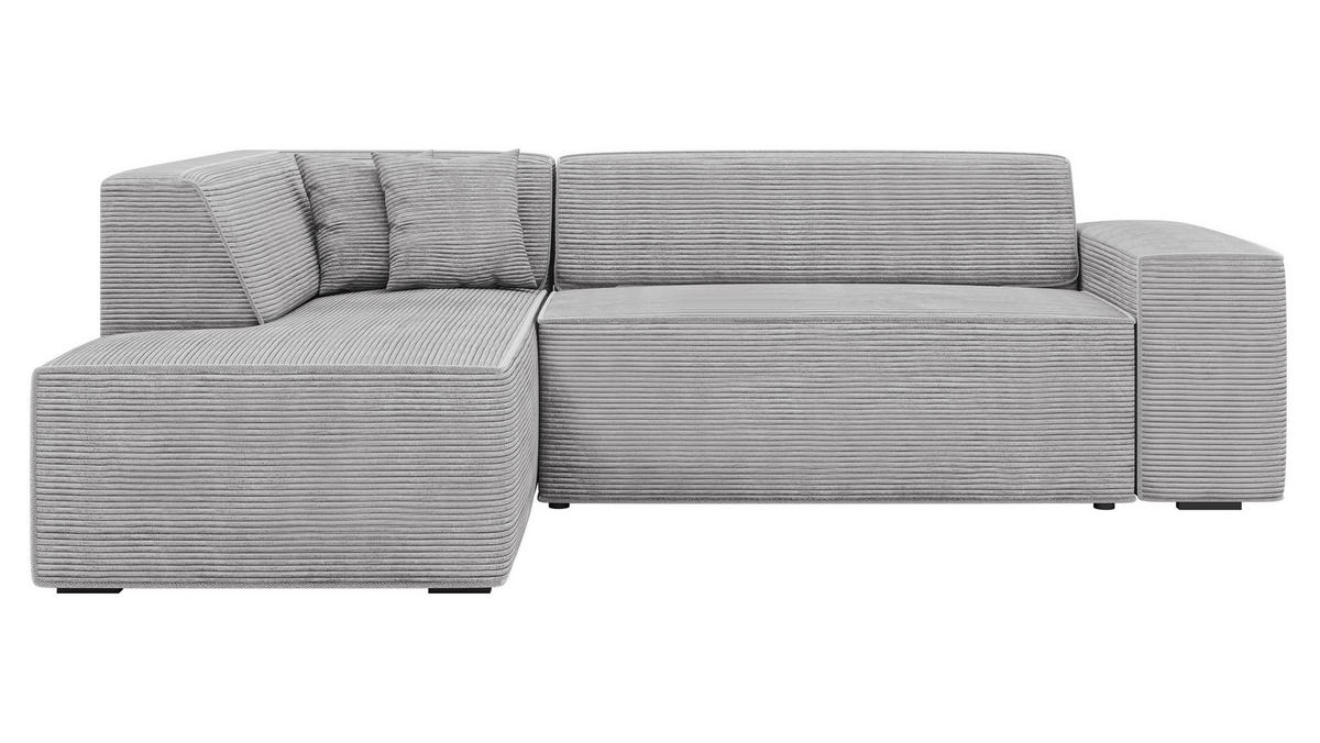 ECKSOFA Lordin Cord, Seite: Links - Schwarz/Grau, Holz/Textil (267/205cm) - MIRJAN24